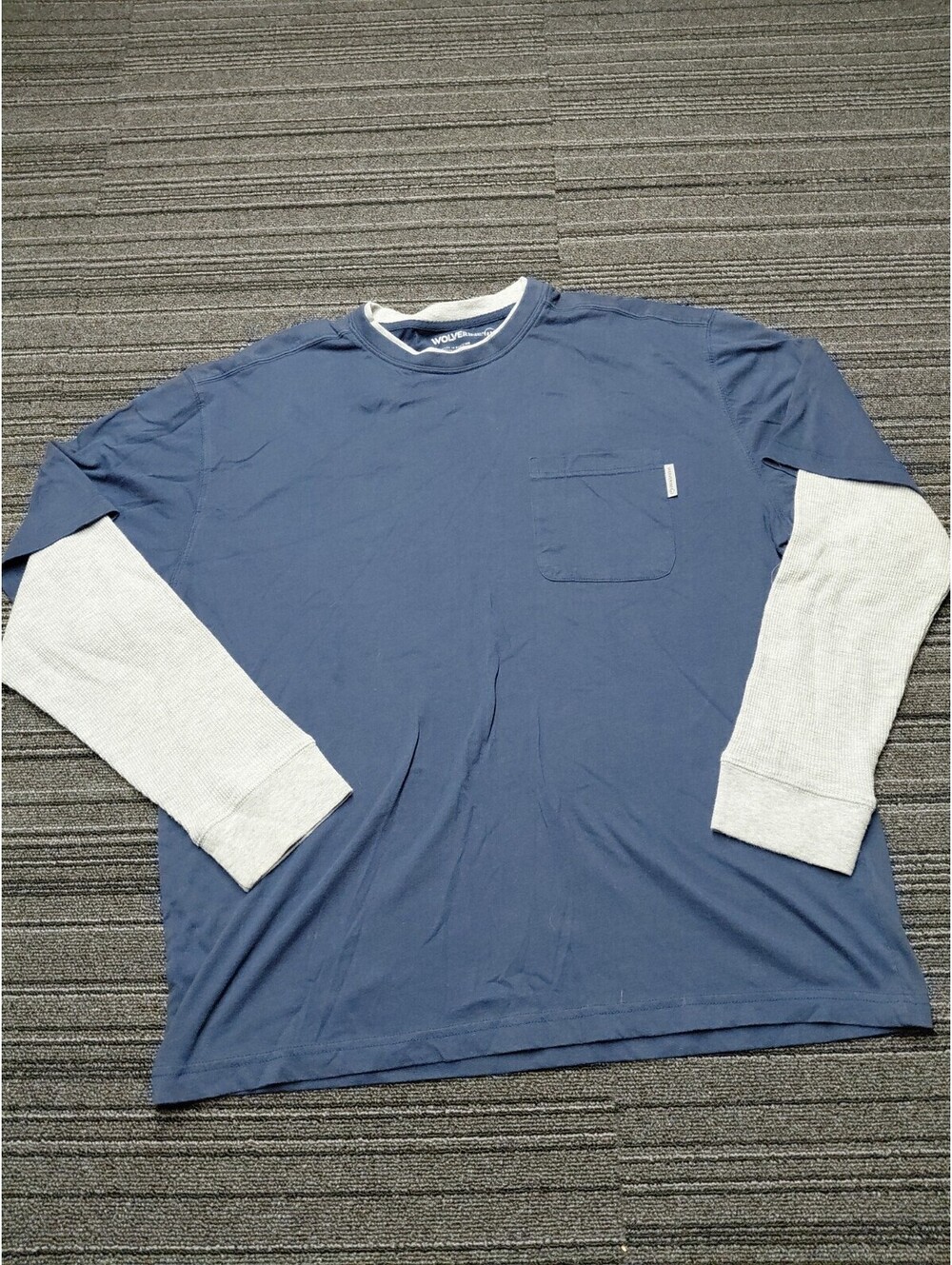 Wolverine Miter II Mens Large Double Layer Long Sleeve Pocket T Shirt Blue Gray